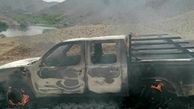 آتش زدن ماشین پیمانکار پروژه انتقال آب بروجن + عکس