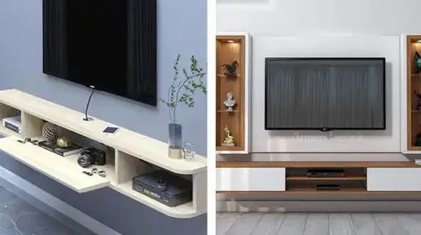 جدیدترین مدل‌ های میز تلویزیون دیواری چوبی با طرح‌ های ساده