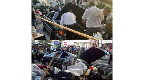 برخورد خودرو تشریفات با عابرین در پیاده رو ولیعصر تهران + تصاویر