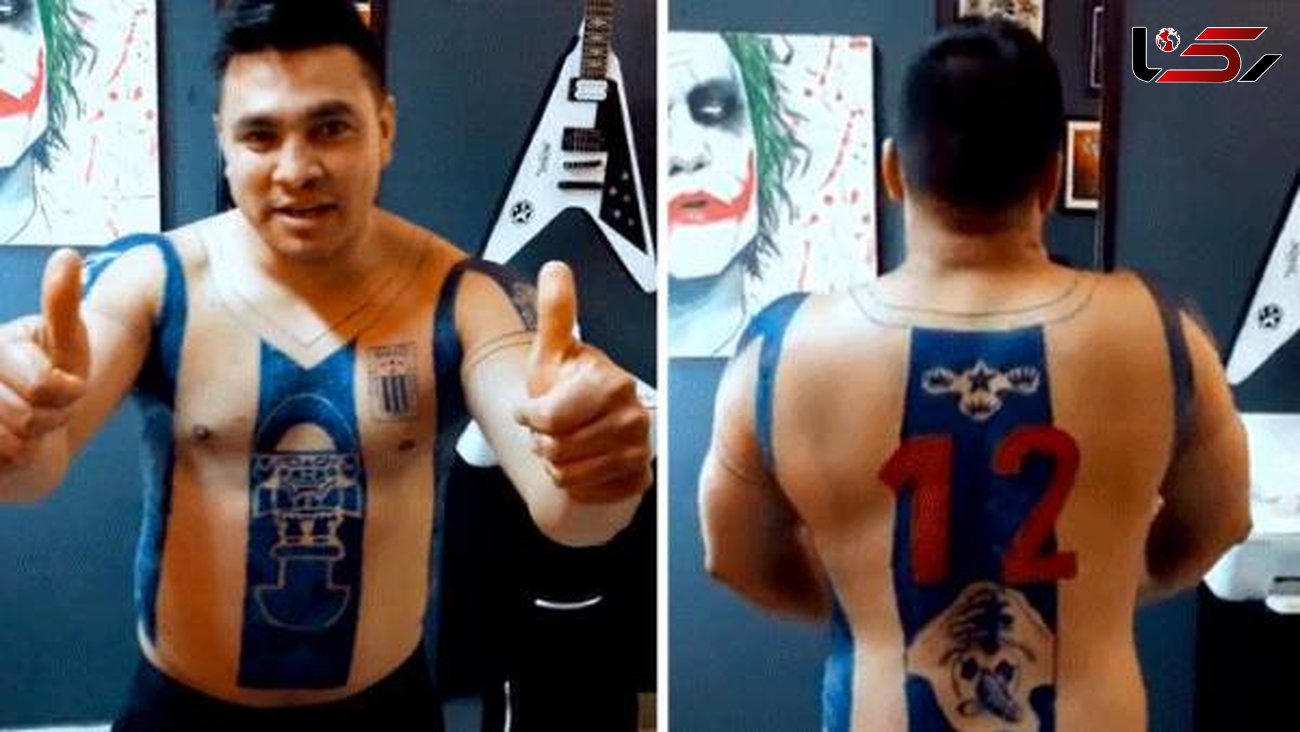 این مرد پیراهن یک تیم ملی را بر روی بدنش خالکوبی کرد+ عکس