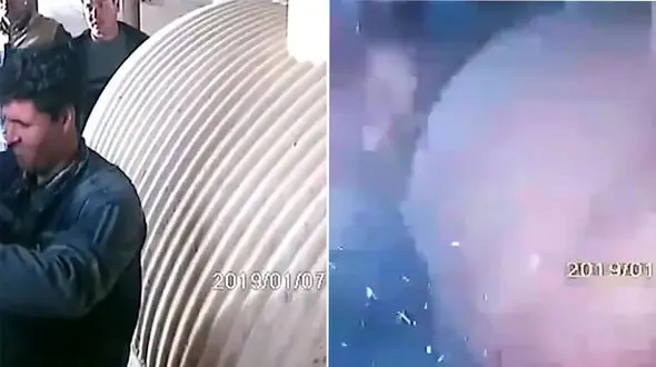 فیلم لحظه برق گرفتگی فجیع مرد جوان / او منفجر شد 