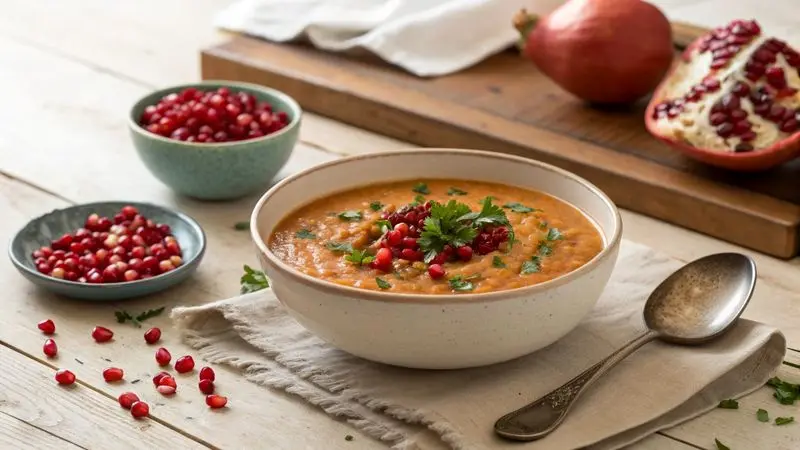 a-rustic-table-setting-with-a-bowl-of-lentil-soup-
