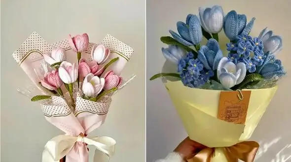 بهترین دسته گل‌ های بافتنی برای مناسبت‌ های خاص؛ 15طرح دلنشین