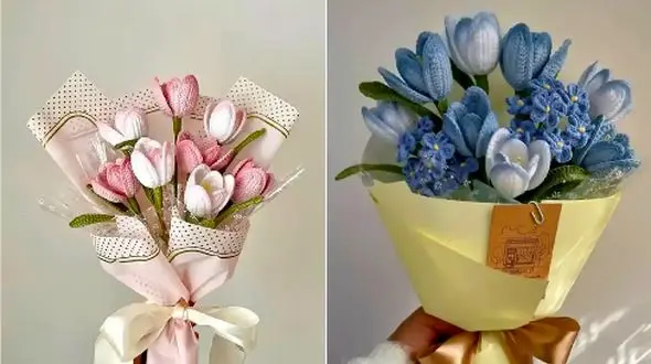 بهترین دسته گل‌ های بافتنی برای مناسبت‌ های خاص؛ 15طرح دلنشین