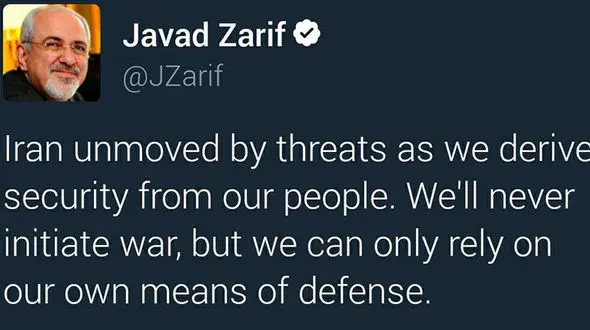واکنش قاطع ظریف به توئیت تهدیدآمیز ترامپ + عکس 