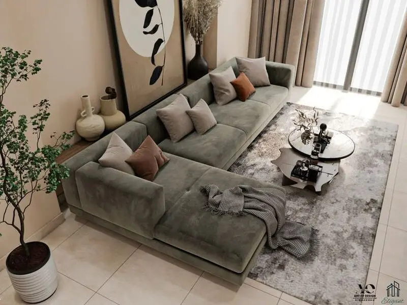 طراحی داخلی با فرش طوسی