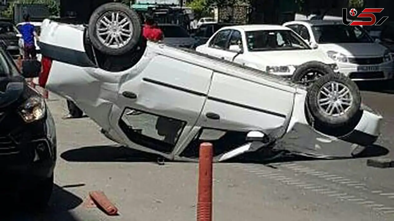 چپ کردن خودرو وسط تهران ! + عکس