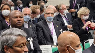 نحوه عجیب ماسک زدن وزیر نفت ایران در آیین تدفین نخست وزیر ژاپن + عکس