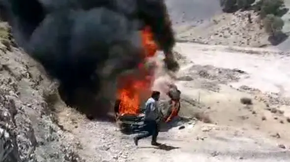 فیلم لحظه زنده زنده سوختن مرد ایلامی !