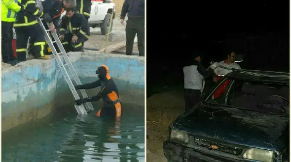 مرگ دلخراش راننده که با پراید داخل استخر 3 متری سقوط کرد + عکس 
