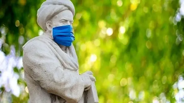 کرونا بوعلی سینا را هم وادار به ماسک زدن کرد + عکس