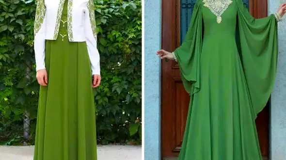 15 مدل شیک پیراهن کرپ حریر سبز زیتونی برای مهمانی‌ های خاص