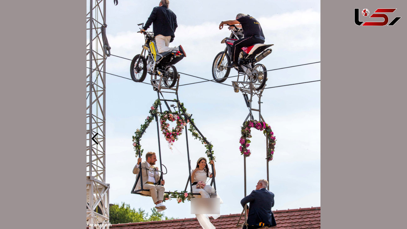 جشن عروسی بندباز آلمانی در آسمان + عکس