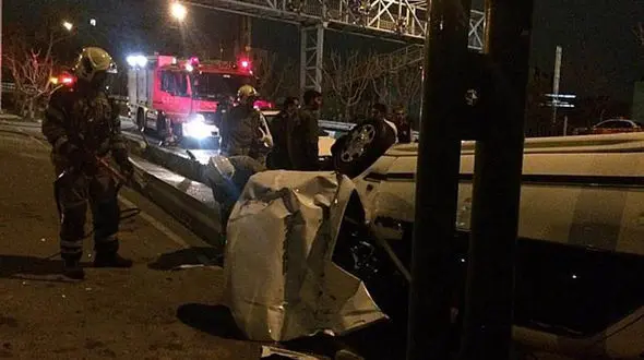 پرشیا در اتوبان تهران مچاله شد +تصاویر