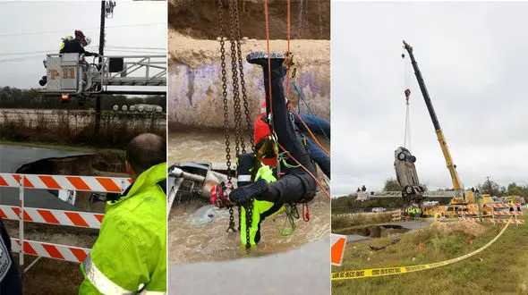 جاده افسر پلیس را بلعید+فیلم و عکس