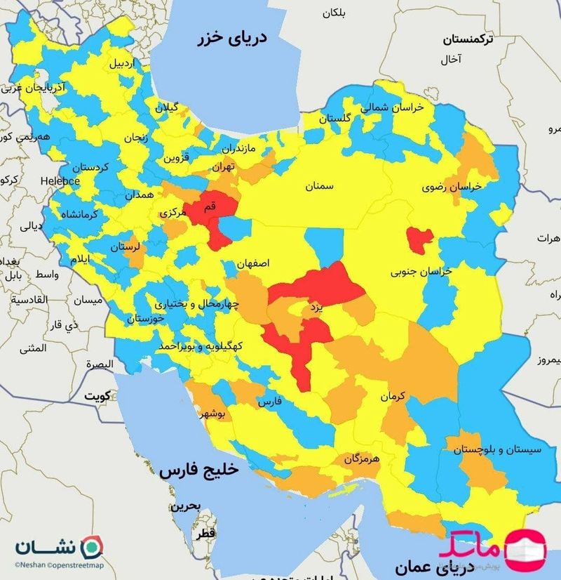 نقشه کرونایی ایران