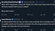 Conversation Between Two American Journalists Regarding Rumors of Trump’s Death