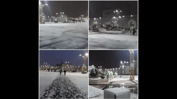 جلوه هایی از برف در حرم رضوی + عکس