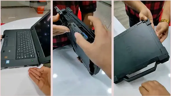 ببینید / تا به حال لپ تاپ نظامی ضد ضربه و ضد آب لمسی دیده بودید؟ + فیلم 