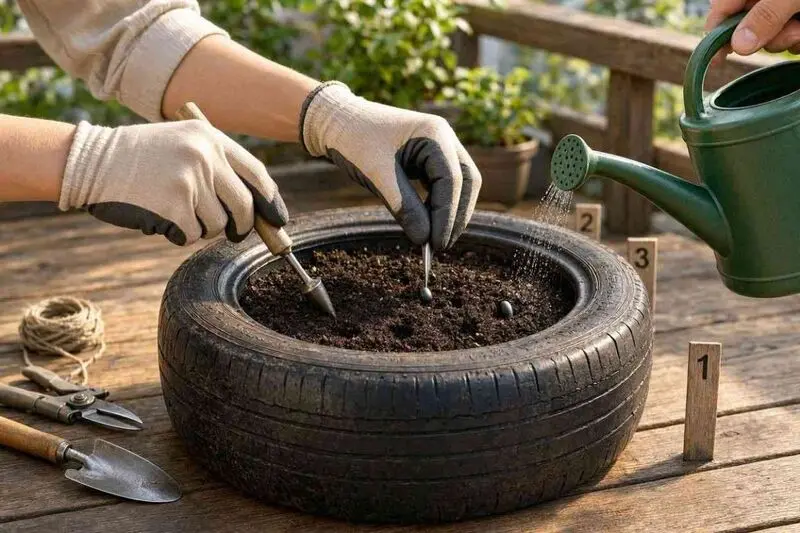 کاشت هندوانه در لاستیک