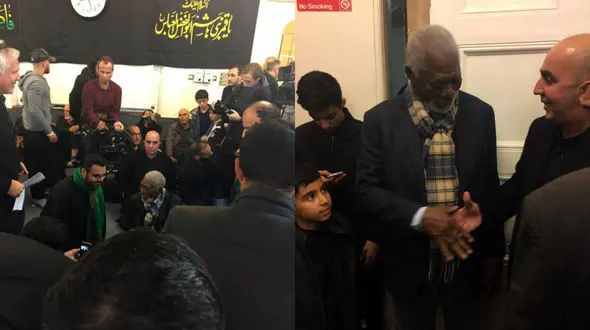 فیلم حضور مورگن فری من در مراسم عاشورا / جنجال سلبریتی جهانی و روایت امام حسین (ع)