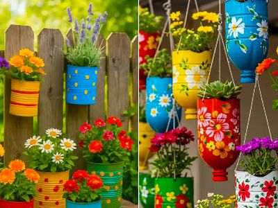 گلدان های دست‌ساز با وسایل بازیافتی؛ خانه‌ای زیبا و اقتصادی