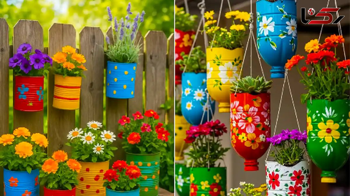 گلدان های دستساز با وسایل بازیافتی؛ خانهای زیبا و اقتصادی