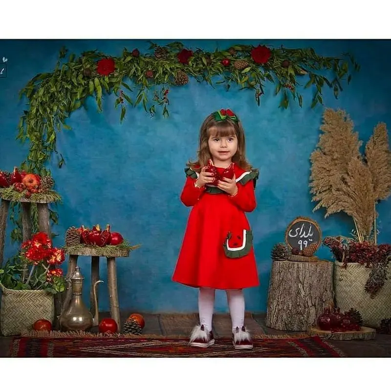 لباس یلدا کودک | لباس کودک یلدایی 1404 دخترانه و پسرانه قرمز و سبز مناسب عکاسی