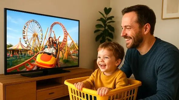 خلاقیت منحصربفرد پدر باهوش در پیدا کردن راه‌حلی جالب برای نبردن فرزندش به شهربازی و پول خرج نکردن+ویدیو/ مغز تو مثل ساعت کار میکنه