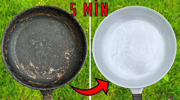 فیلم/ با این روش باورنکردنی در یک چشم بر هم زدن ماهیتابه سیاه را سفید کنید!