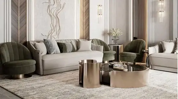 چیدمان پذیرایی به سبک نئوکلاسیک + عکس