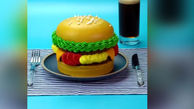  تزئین کیک به شکل همبرگر + فیلم