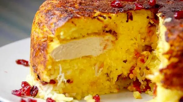  ته چین مرغ زعفرانی+دستور تهیه