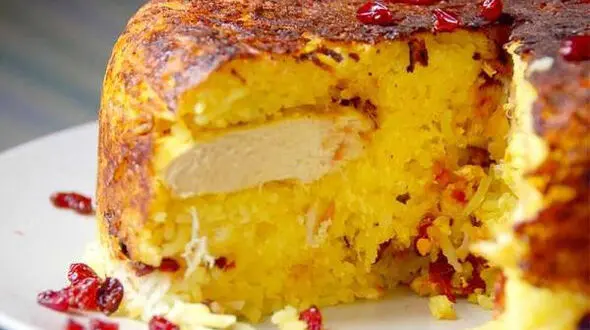  ته چین مرغ زعفرانی+دستور تهیه