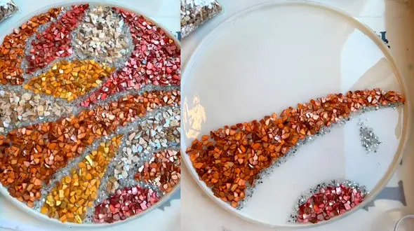 ساخت تابلو با سنگ های رنگی و براق / فیلم