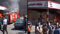 فیلم صحنه آتش سوزی در پمپ بنزین / خطر انفجار در پاوه