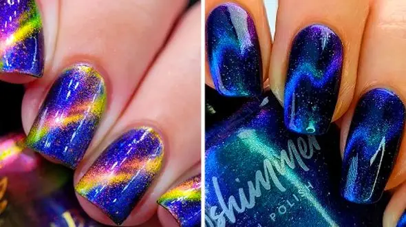 جدیدترین رنگ‌ ها و طرح‌ های ناخن کهکشانی شاینی برای استایل شما