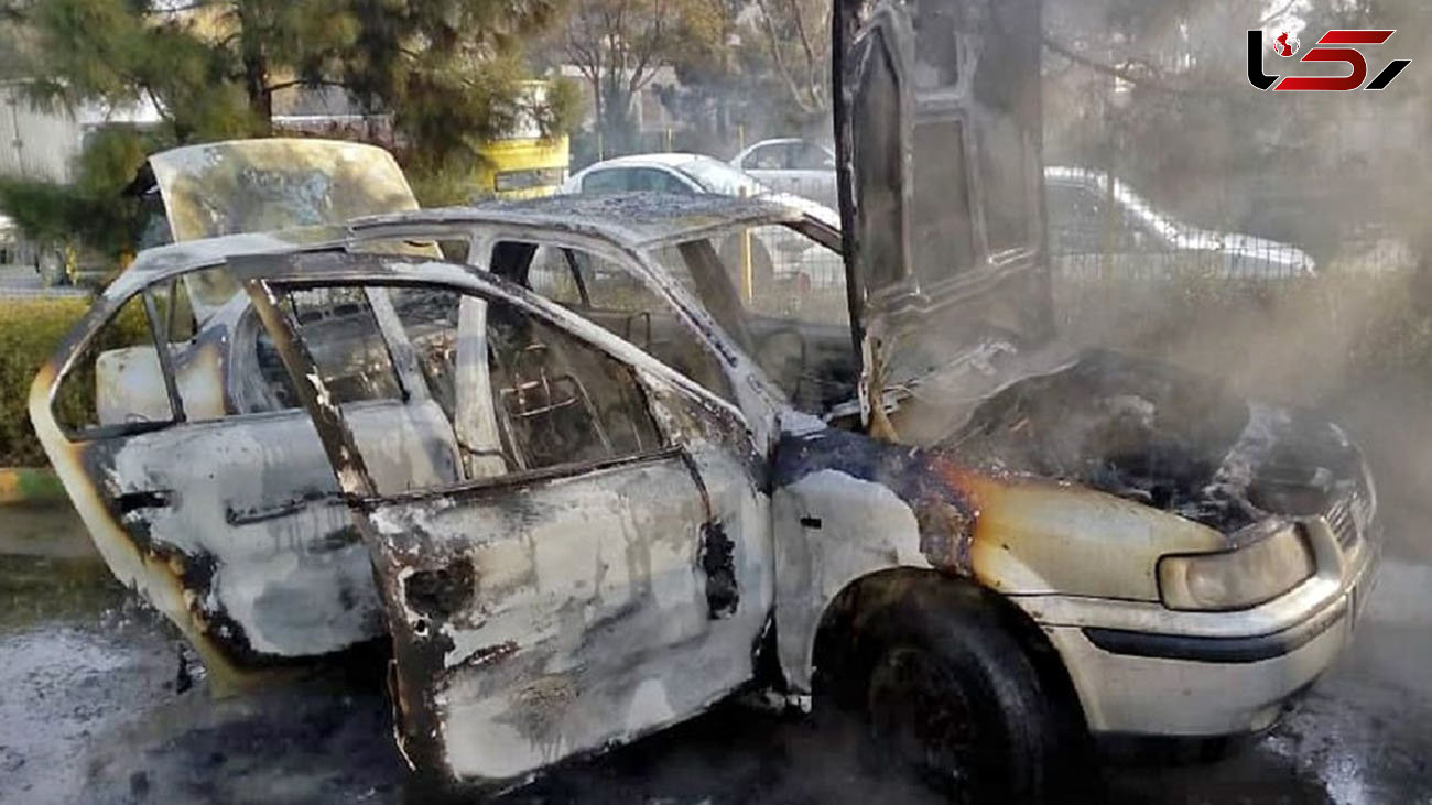 آتش‌سوزی پراید داخل پمپ بنزین در مشهد + فیلم