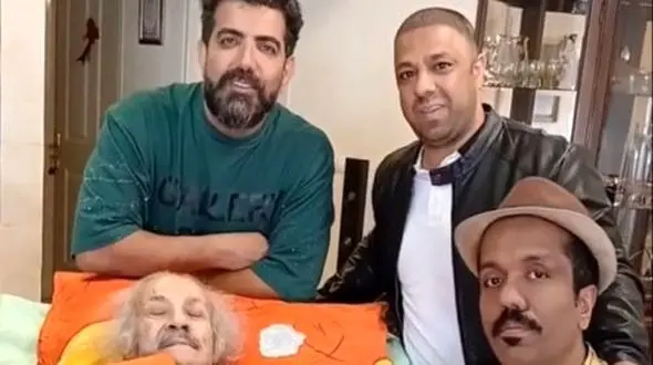 فیلم/نگاهی به چیدمان منزل دلباز و ایرانی سعید پیردوست زمانی که هنرمندان ایرانی به عیادتشان رفتند/ بوفه پر از بلور و کریستال، آشپزخانه مجهز، تخت مخصوص بیمارستان