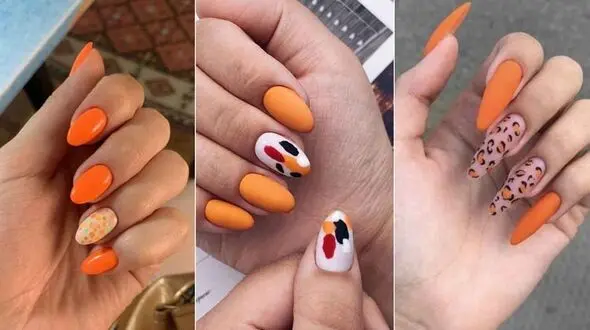 دیزاین ناخن نارنجی / عکس های رنگارنگ