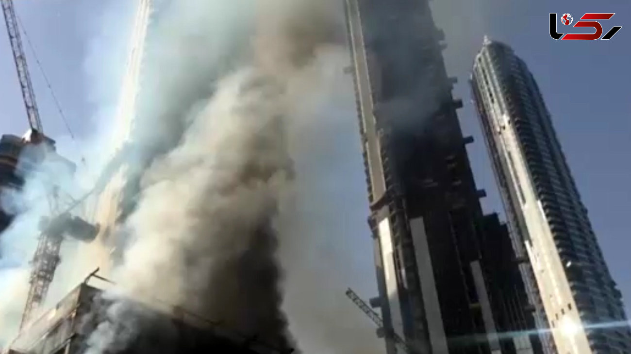 آتش سوزی بزرگ در آسمانخراشی در دبی + فیلم