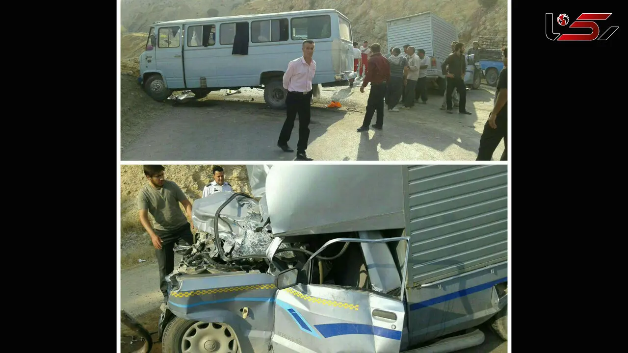 برخورد حادثه ساز وانت با مینی بوس در ایلام + عکس 