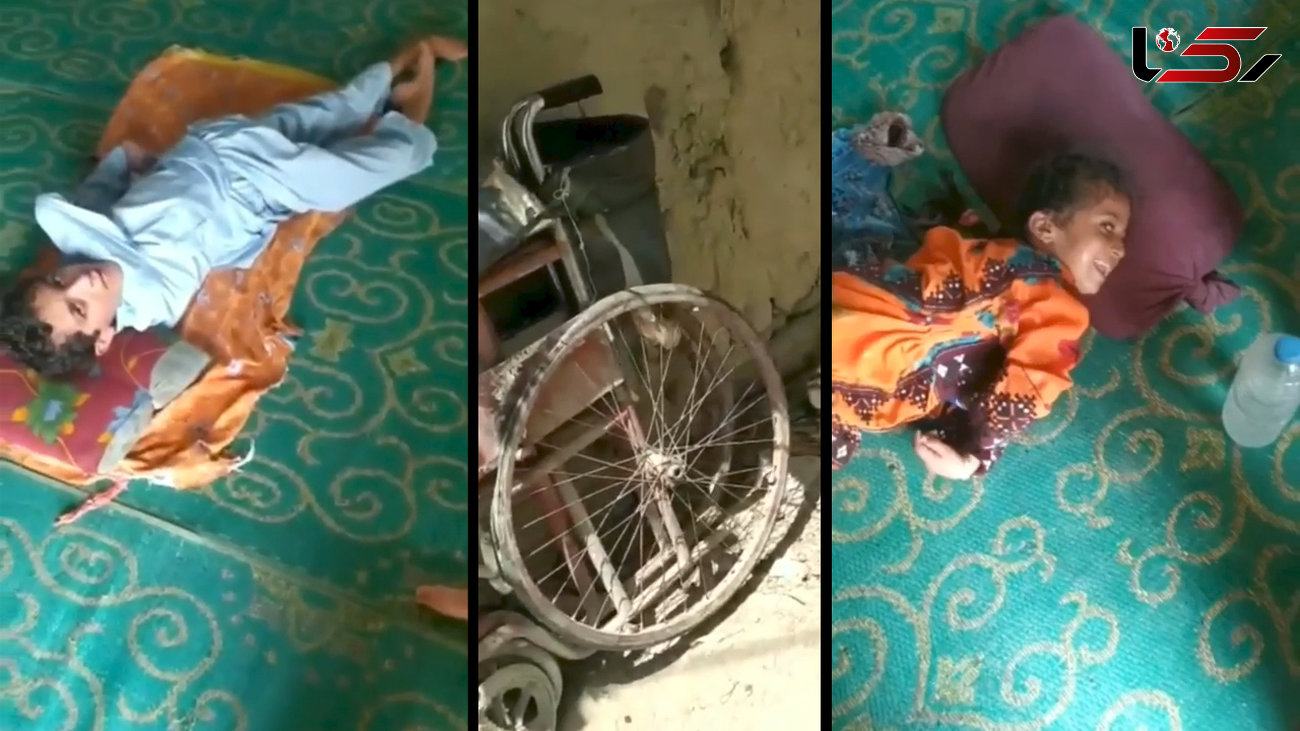 زندگی دو کودک معلول در خانه خشت و گلی مادربزرگ/ نیاز این کودکان بلوچستانی به معاینه توسط پزشک متخصص + فیلم