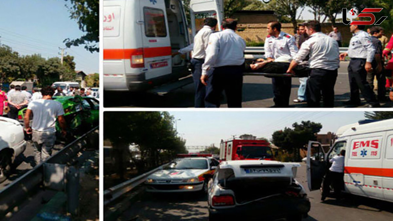 تصادف زنجیره ای ۵ خودرو در باقرشهر/۳ نفر مصدوم شدند