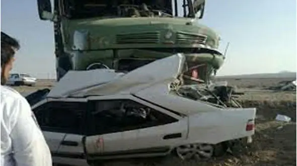 عکس لحظه مرگ فجیع 4 مسافر در پراید له شده ! + جزییات