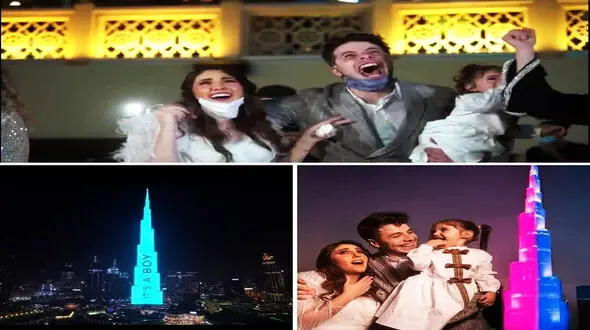 عجیب ترین جشن تعیین جنسیت فرزند در برج خلیفه دبی+ فیلم