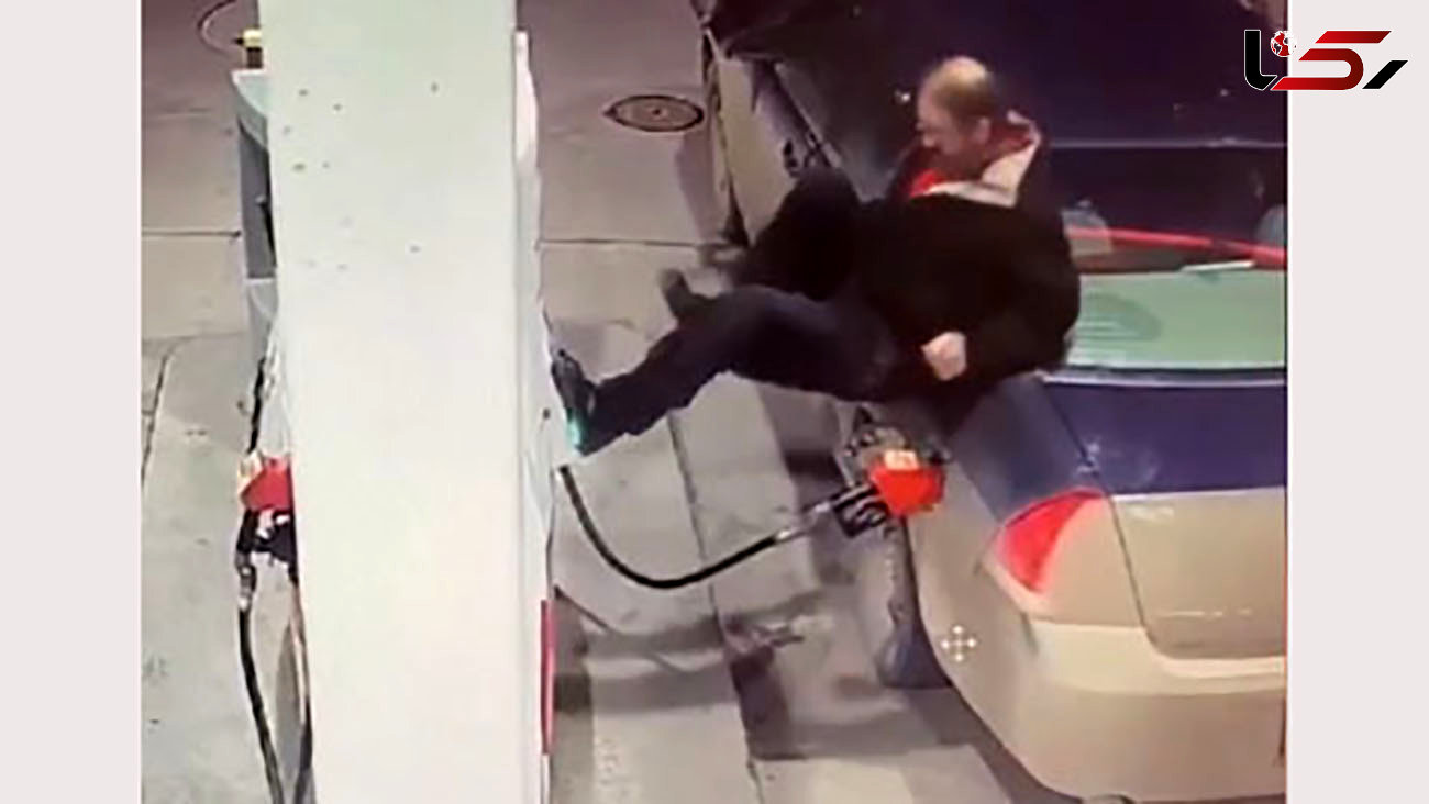 اقدام جنون آمیز یک مرد عصبانی در پمپ بنزین + فیلم 