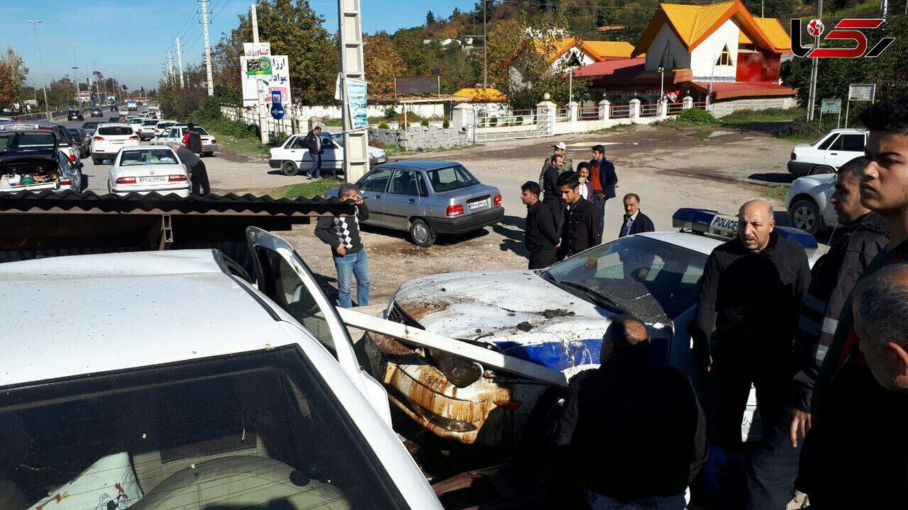 تصادف خونین سمند با ماشین پلیس در مازندران + عکس