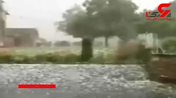 ببینید  تگرگ و رعد و برق چه بلایی آورد + فیلم 