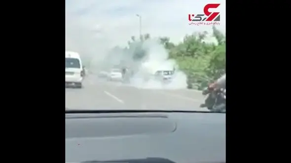  آتش گرفتن پراید در وسط خیابان! / درمشهد رخ داد+فیلم